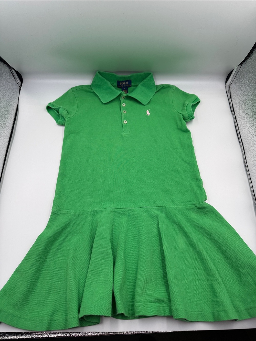Polo by Ralph Lauren Girls' Green Polo Dress with Embroidered Pony